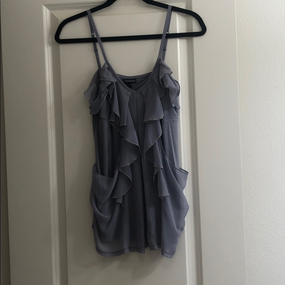 Flowy grey tank top with ruffle detail